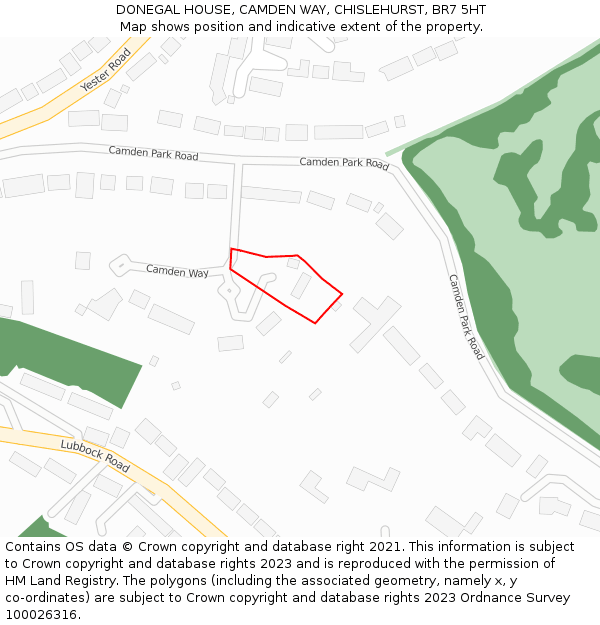 DONEGAL HOUSE, CAMDEN WAY, CHISLEHURST, BR7 5HT: Location map and indicative extent of plot