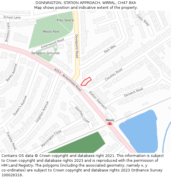 DONNINGTON, STATION APPROACH, WIRRAL, CH47 8XA: Location map and indicative extent of plot