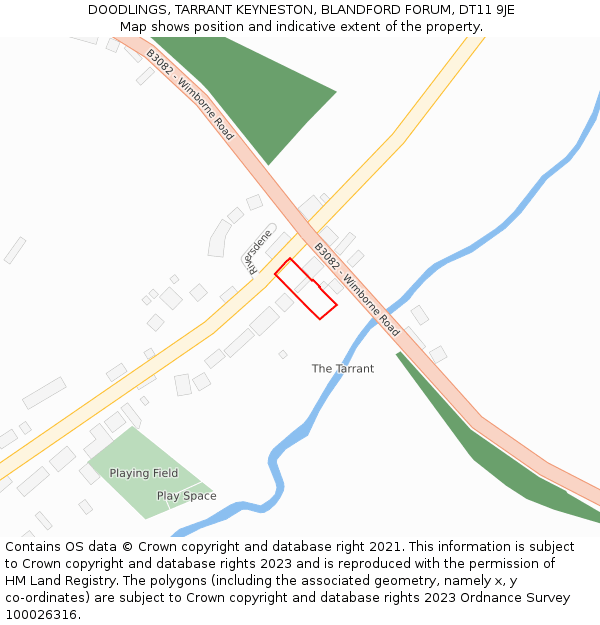 DOODLINGS, TARRANT KEYNESTON, BLANDFORD FORUM, DT11 9JE: Location map and indicative extent of plot