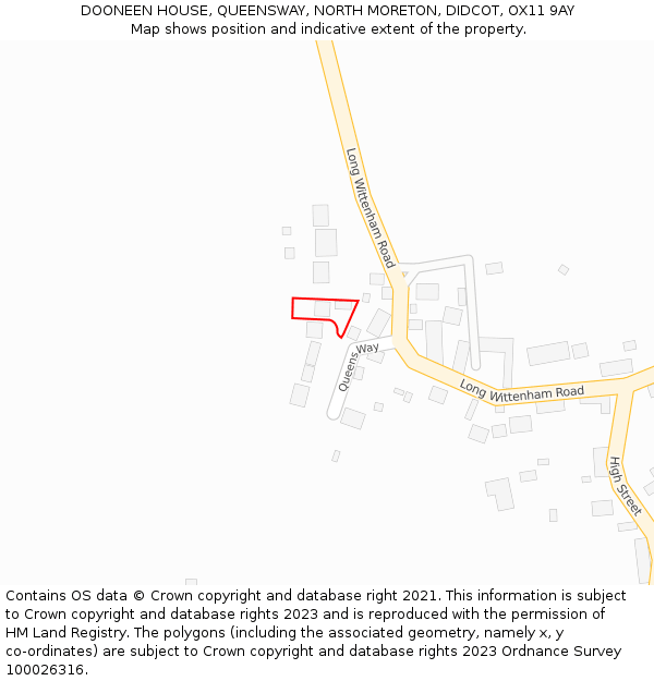 DOONEEN HOUSE, QUEENSWAY, NORTH MORETON, DIDCOT, OX11 9AY: Location map and indicative extent of plot