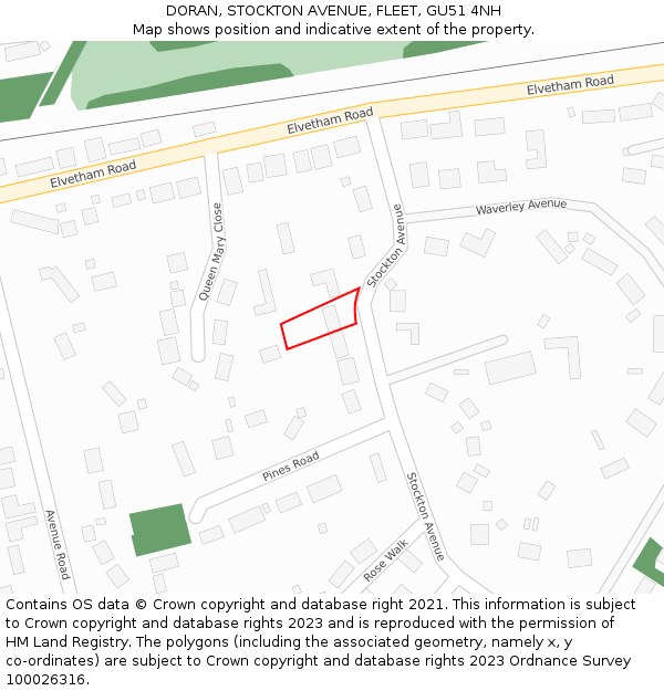 DORAN, STOCKTON AVENUE, FLEET, GU51 4NH: Location map and indicative extent of plot
