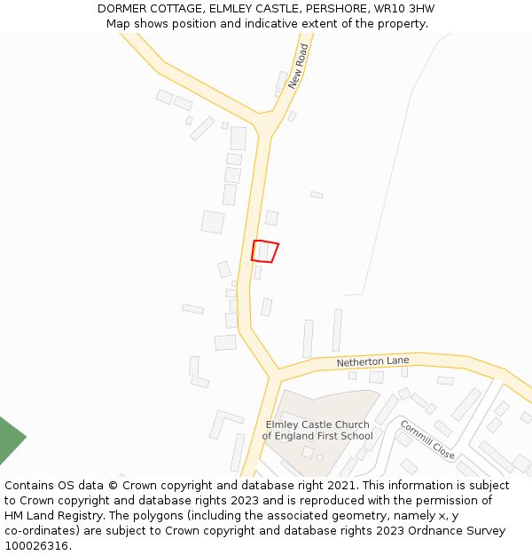 DORMER COTTAGE, ELMLEY CASTLE, PERSHORE, WR10 3HW: Location map and indicative extent of plot