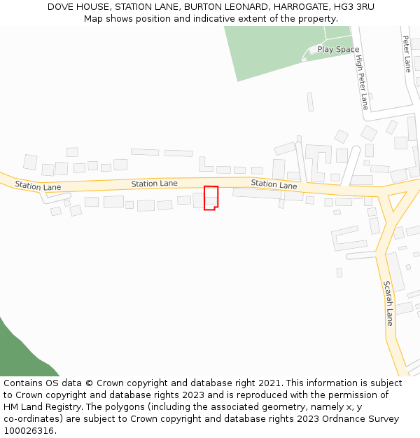 DOVE HOUSE, STATION LANE, BURTON LEONARD, HARROGATE, HG3 3RU: Location map and indicative extent of plot