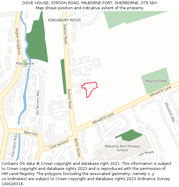 DOVE HOUSE, STATION ROAD, MILBORNE PORT, SHERBORNE, DT9 5EH: Location map and indicative extent of plot