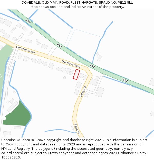 DOVEDALE, OLD MAIN ROAD, FLEET HARGATE, SPALDING, PE12 8LL: Location map and indicative extent of plot