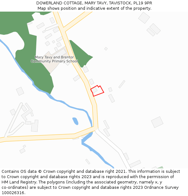 DOWERLAND COTTAGE, MARY TAVY, TAVISTOCK, PL19 9PR: Location map and indicative extent of plot