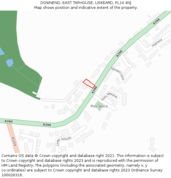 DOWNEND, EAST TAPHOUSE, LISKEARD, PL14 4NJ: Location map and indicative extent of plot
