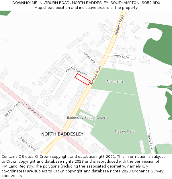 DOWNHOLME, NUTBURN ROAD, NORTH BADDESLEY, SOUTHAMPTON, SO52 9DX: Location map and indicative extent of plot