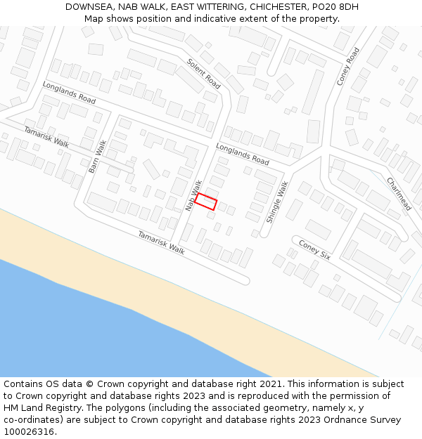 DOWNSEA, NAB WALK, EAST WITTERING, CHICHESTER, PO20 8DH: Location map and indicative extent of plot