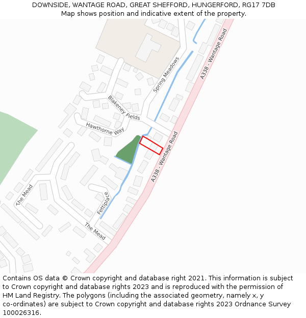 DOWNSIDE, WANTAGE ROAD, GREAT SHEFFORD, HUNGERFORD, RG17 7DB: Location map and indicative extent of plot