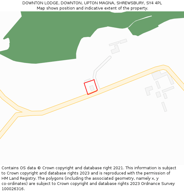 DOWNTON LODGE, DOWNTON, UPTON MAGNA, SHREWSBURY, SY4 4PL: Location map and indicative extent of plot