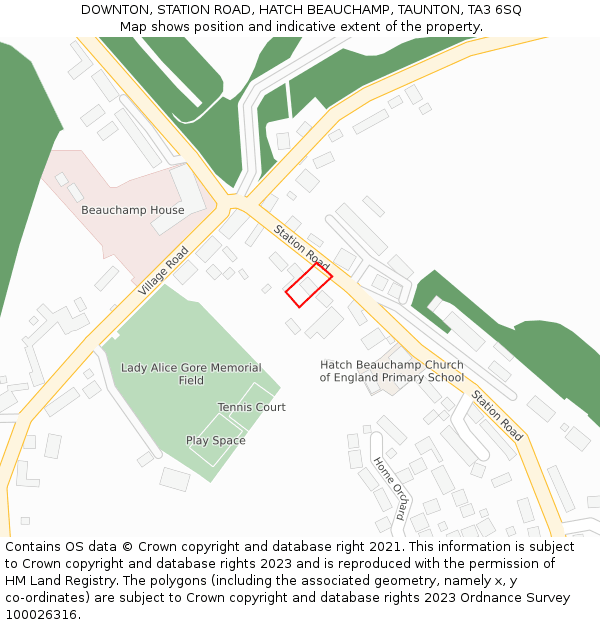 DOWNTON, STATION ROAD, HATCH BEAUCHAMP, TAUNTON, TA3 6SQ: Location map and indicative extent of plot