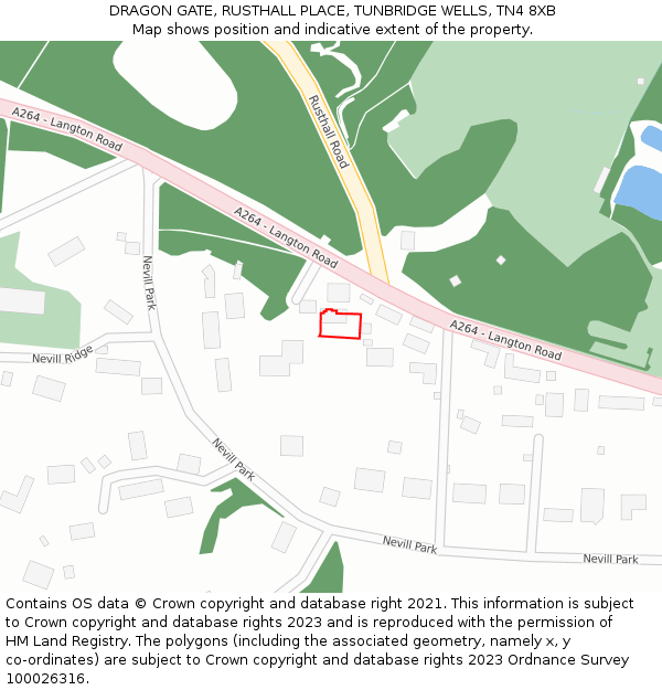 DRAGON GATE, RUSTHALL PLACE, TUNBRIDGE WELLS, TN4 8XB: Location map and indicative extent of plot