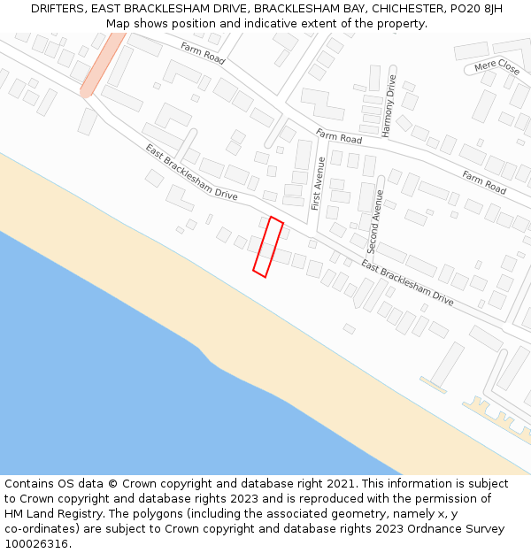 DRIFTERS, EAST BRACKLESHAM DRIVE, BRACKLESHAM BAY, CHICHESTER, PO20 8JH: Location map and indicative extent of plot
