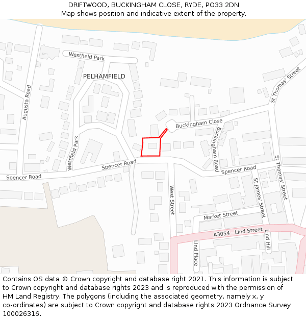 DRIFTWOOD, BUCKINGHAM CLOSE, RYDE, PO33 2DN: Location map and indicative extent of plot