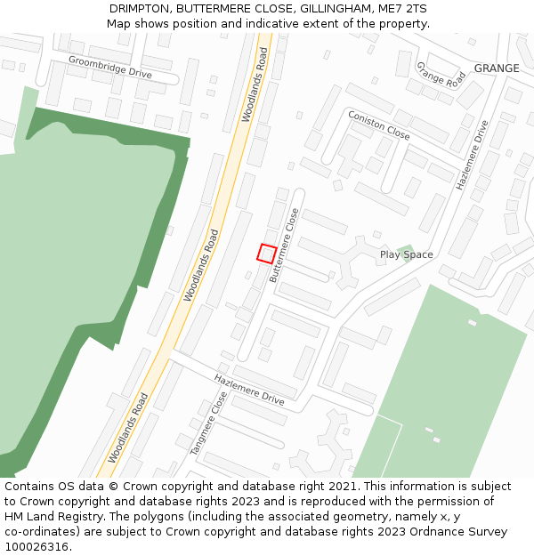 DRIMPTON, BUTTERMERE CLOSE, GILLINGHAM, ME7 2TS: Location map and indicative extent of plot
