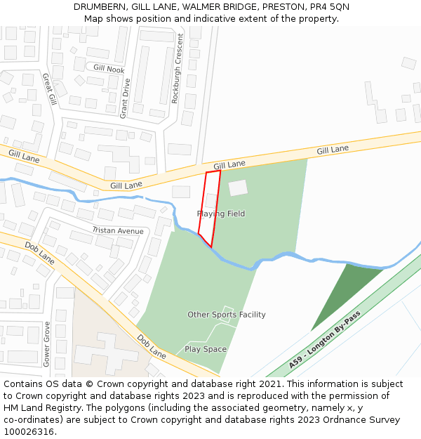DRUMBERN, GILL LANE, WALMER BRIDGE, PRESTON, PR4 5QN: Location map and indicative extent of plot