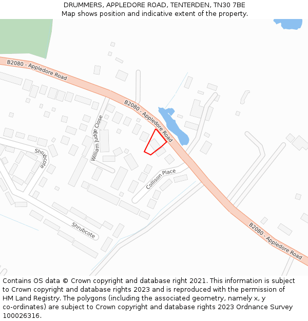 DRUMMERS, APPLEDORE ROAD, TENTERDEN, TN30 7BE: Location map and indicative extent of plot