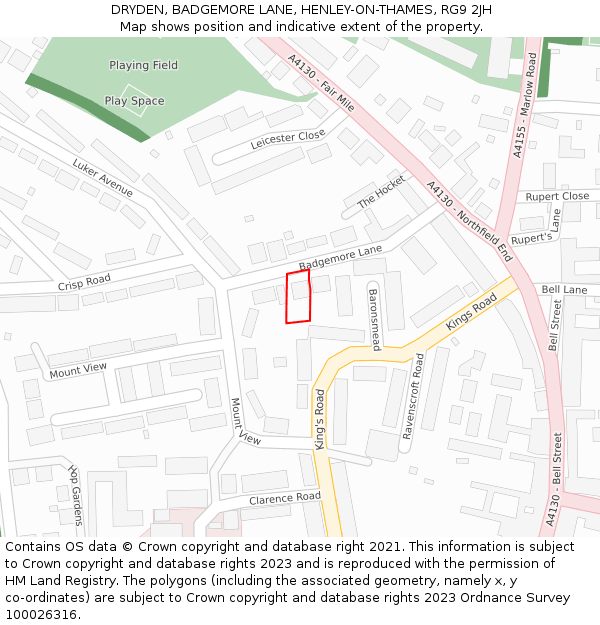 DRYDEN, BADGEMORE LANE, HENLEY-ON-THAMES, RG9 2JH: Location map and indicative extent of plot