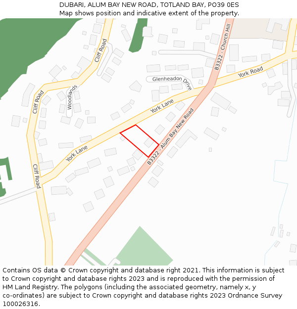 DUBARI, ALUM BAY NEW ROAD, TOTLAND BAY, PO39 0ES: Location map and indicative extent of plot