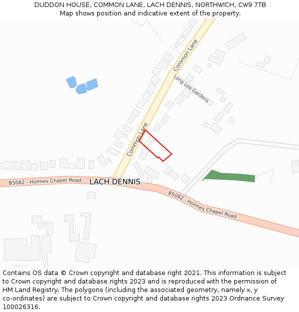 DUDDON HOUSE, COMMON LANE, LACH DENNIS, NORTHWICH, CW9 7TB: Location map and indicative extent of plot