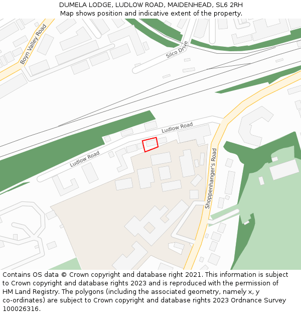 DUMELA LODGE, LUDLOW ROAD, MAIDENHEAD, SL6 2RH: Location map and indicative extent of plot