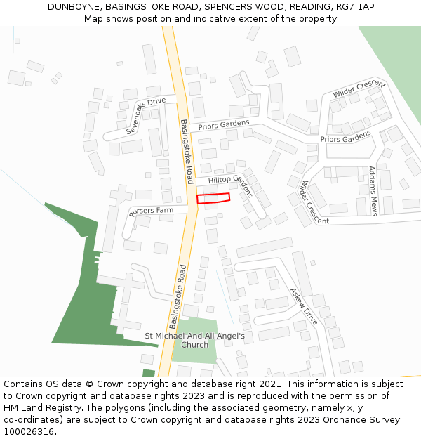 DUNBOYNE, BASINGSTOKE ROAD, SPENCERS WOOD, READING, RG7 1AP: Location map and indicative extent of plot