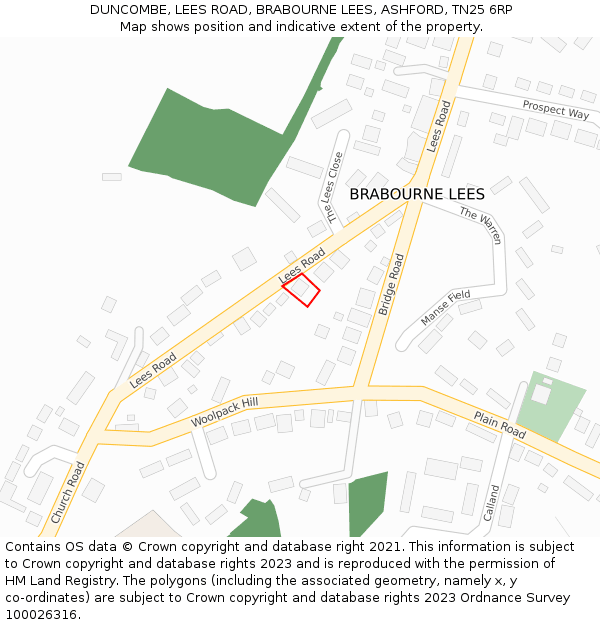 DUNCOMBE, LEES ROAD, BRABOURNE LEES, ASHFORD, TN25 6RP: Location map and indicative extent of plot