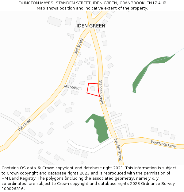 DUNCTON MAYES, STANDEN STREET, IDEN GREEN, CRANBROOK, TN17 4HP: Location map and indicative extent of plot
