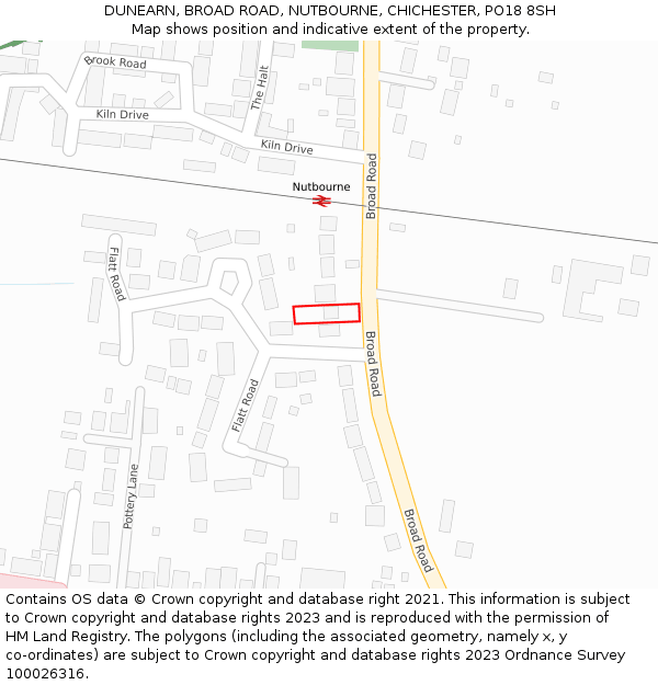 DUNEARN, BROAD ROAD, NUTBOURNE, CHICHESTER, PO18 8SH: Location map and indicative extent of plot