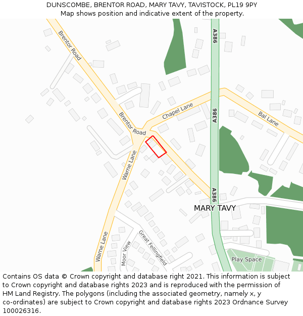 DUNSCOMBE, BRENTOR ROAD, MARY TAVY, TAVISTOCK, PL19 9PY: Location map and indicative extent of plot