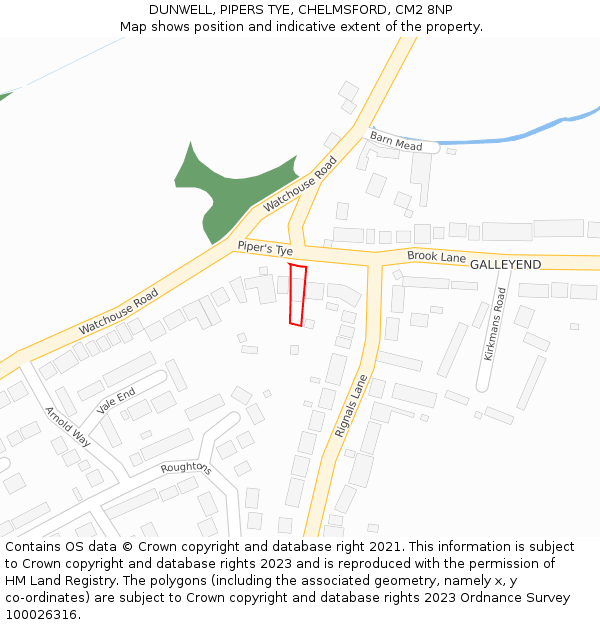 DUNWELL, PIPERS TYE, CHELMSFORD, CM2 8NP: Location map and indicative extent of plot