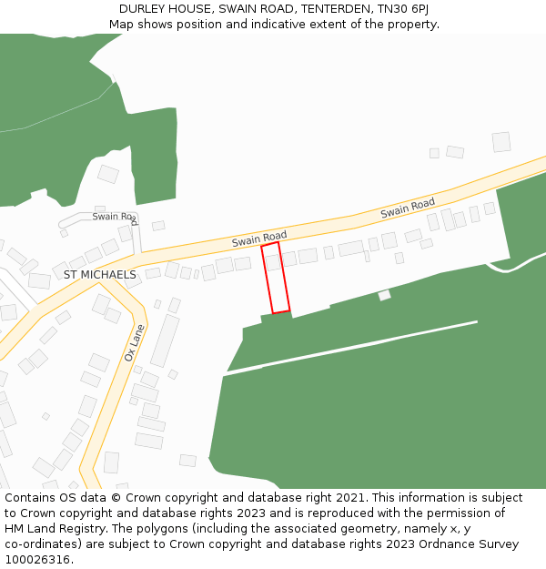 DURLEY HOUSE, SWAIN ROAD, TENTERDEN, TN30 6PJ: Location map and indicative extent of plot