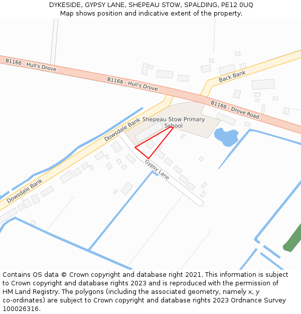 DYKESIDE, GYPSY LANE, SHEPEAU STOW, SPALDING, PE12 0UQ: Location map and indicative extent of plot