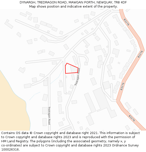 DYNARGH, TREDRAGON ROAD, MAWGAN PORTH, NEWQUAY, TR8 4DF: Location map and indicative extent of plot