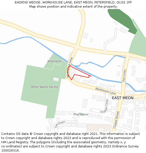 EADENS WEDGE, WORKHOUSE LANE, EAST MEON, PETERSFIELD, GU32 1PF: Location map and indicative extent of plot