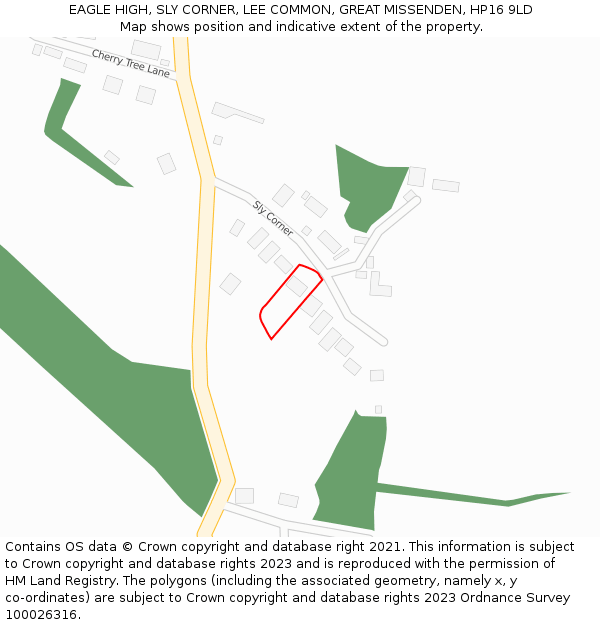 EAGLE HIGH, SLY CORNER, LEE COMMON, GREAT MISSENDEN, HP16 9LD: Location map and indicative extent of plot