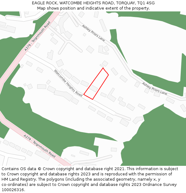 EAGLE ROCK, WATCOMBE HEIGHTS ROAD, TORQUAY, TQ1 4SG: Location map and indicative extent of plot