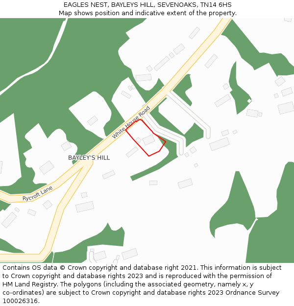 EAGLES NEST, BAYLEYS HILL, SEVENOAKS, TN14 6HS: Location map and indicative extent of plot