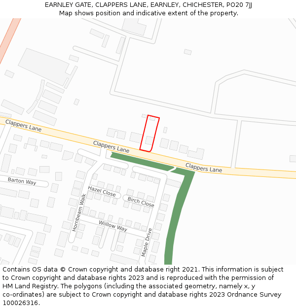 EARNLEY GATE, CLAPPERS LANE, EARNLEY, CHICHESTER, PO20 7JJ: Location map and indicative extent of plot