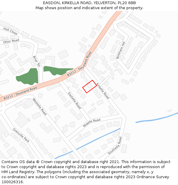 EASDON, KIRKELLA ROAD, YELVERTON, PL20 6BB: Location map and indicative extent of plot