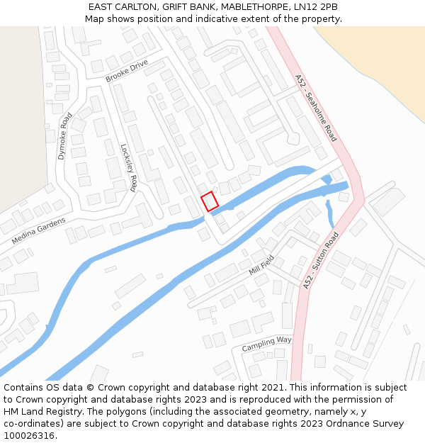 EAST CARLTON, GRIFT BANK, MABLETHORPE, LN12 2PB: Location map and indicative extent of plot