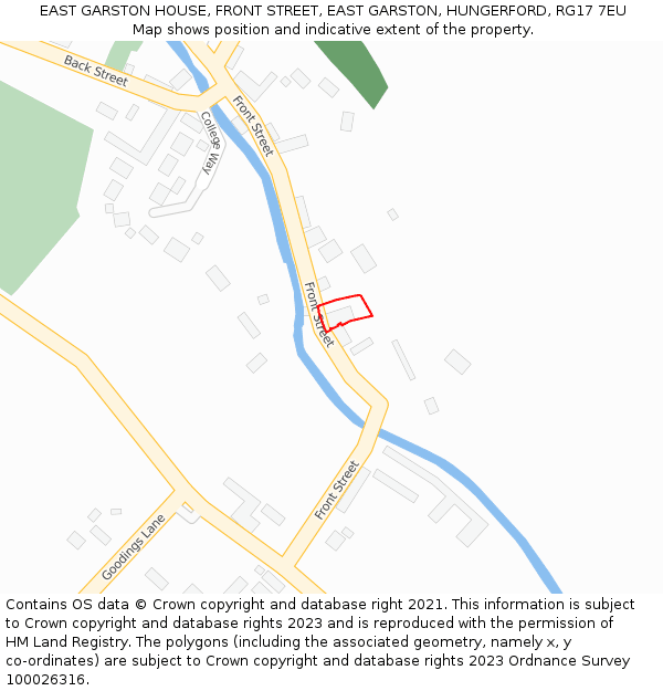 EAST GARSTON HOUSE, FRONT STREET, EAST GARSTON, HUNGERFORD, RG17 7EU: Location map and indicative extent of plot