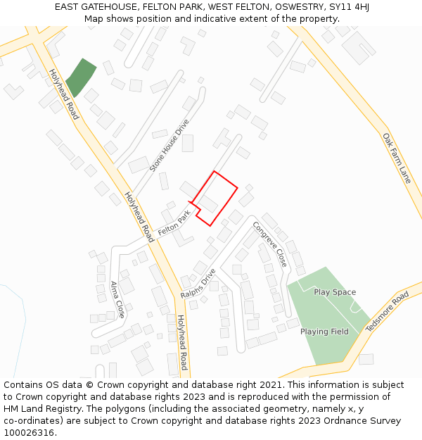 EAST GATEHOUSE, FELTON PARK, WEST FELTON, OSWESTRY, SY11 4HJ: Location map and indicative extent of plot