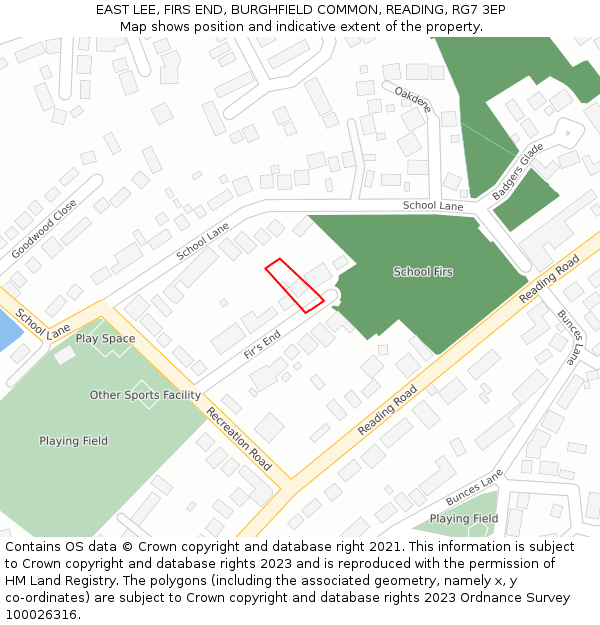 EAST LEE, FIRS END, BURGHFIELD COMMON, READING, RG7 3EP: Location map and indicative extent of plot