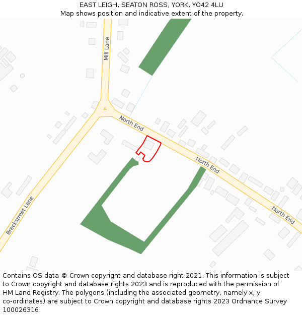 EAST LEIGH, SEATON ROSS, YORK, YO42 4LU: Location map and indicative extent of plot