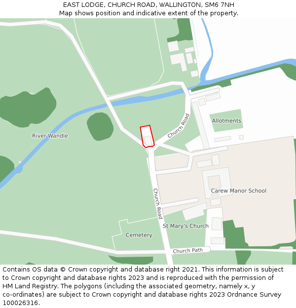 EAST LODGE, CHURCH ROAD, WALLINGTON, SM6 7NH: Location map and indicative extent of plot