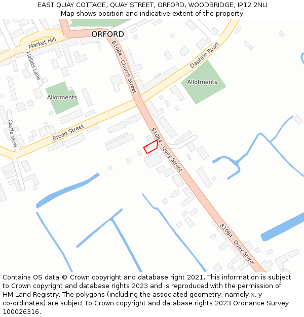 EAST QUAY COTTAGE, QUAY STREET, ORFORD, WOODBRIDGE, IP12 2NU: Location map and indicative extent of plot
