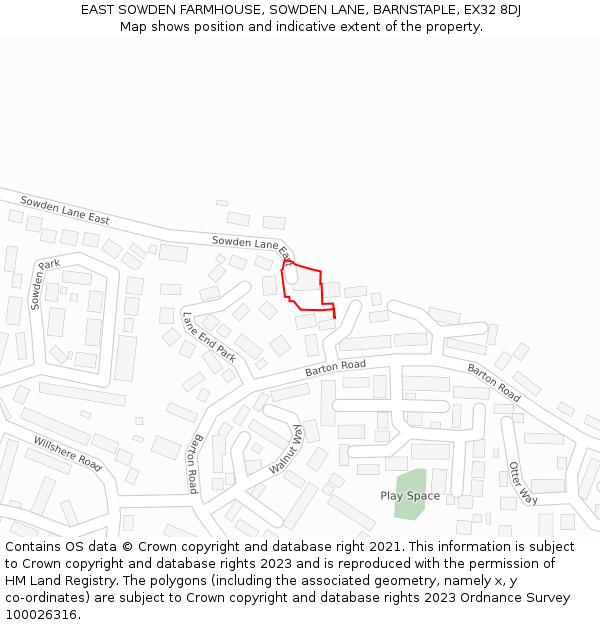 EAST SOWDEN FARMHOUSE, SOWDEN LANE, BARNSTAPLE, EX32 8DJ: Location map and indicative extent of plot