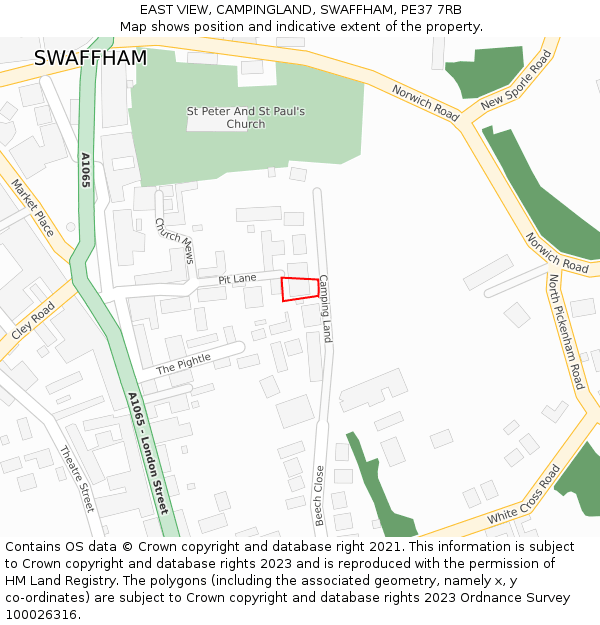 EAST VIEW, CAMPINGLAND, SWAFFHAM, PE37 7RB: Location map and indicative extent of plot